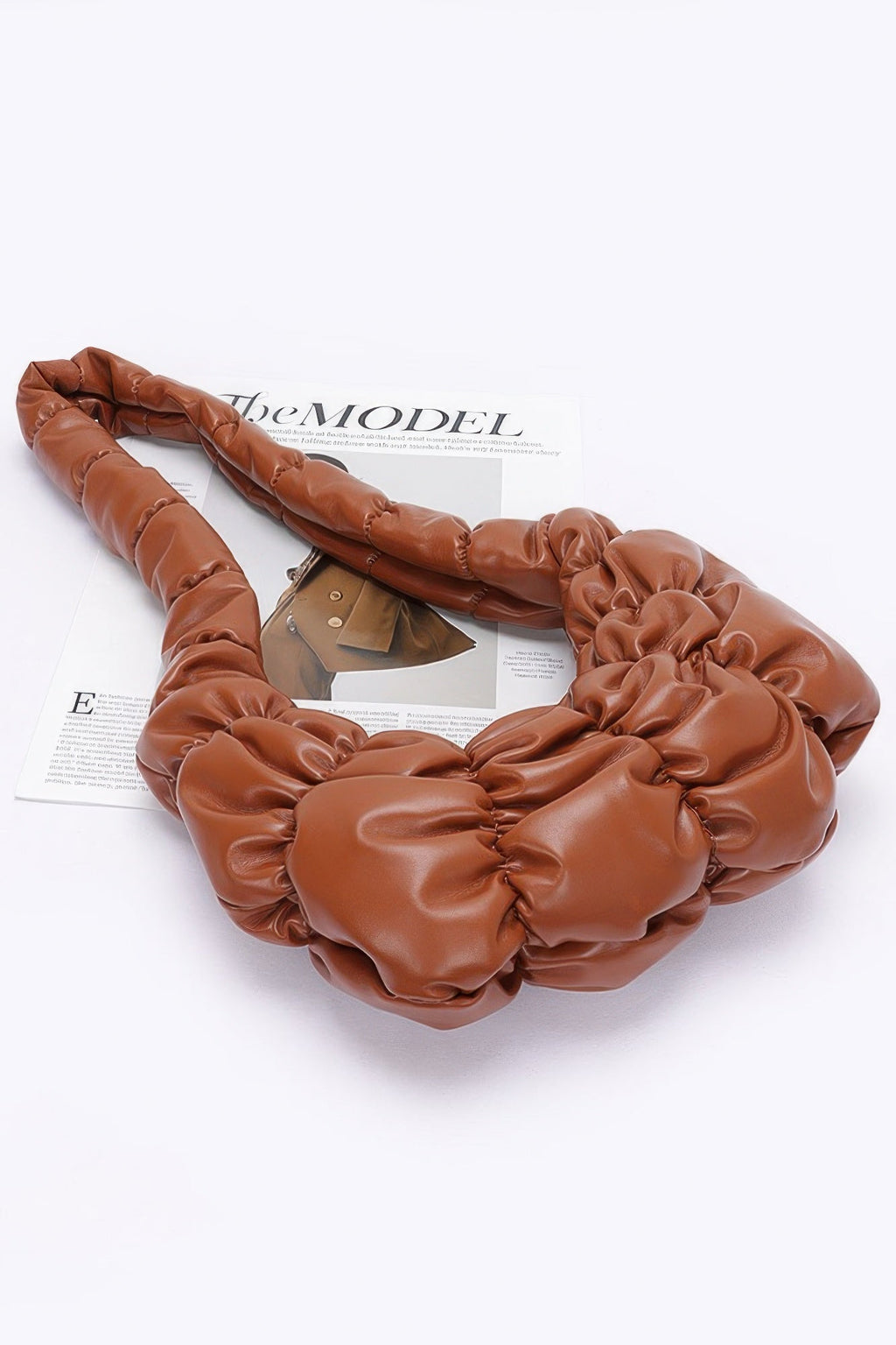 Quilted Puffer Shoulder Bag | Ruched Faux Leather Hobo