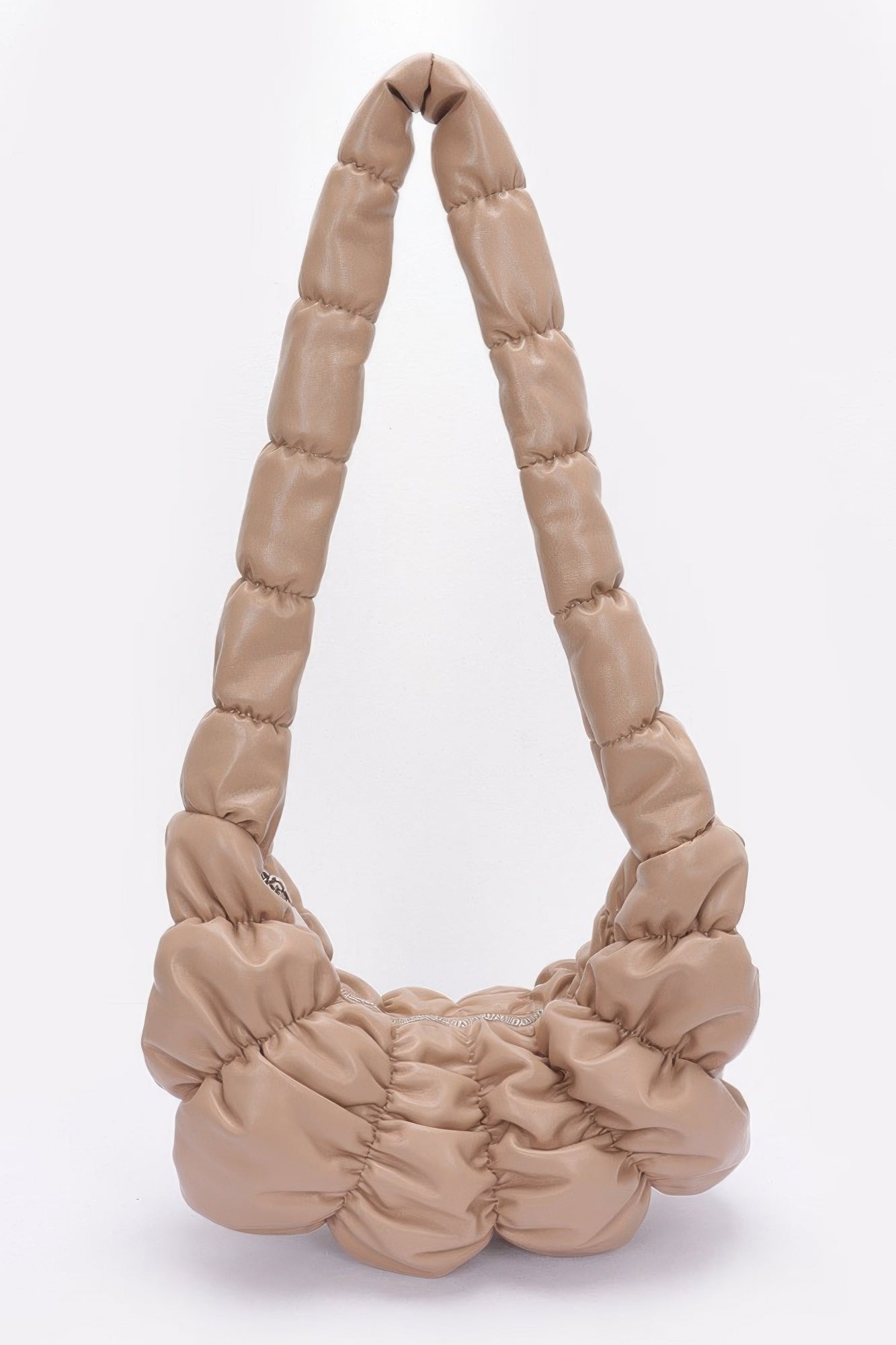 Quilted Puffer Shoulder Bag | Ruched Faux Leather Hobo