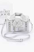 Faux Leather Metal Studded Jacket Clutch