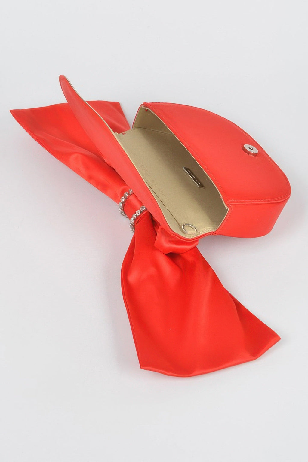 Oversized Bow Handle Satin Crossbody Bag