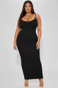 Plus Size Ribbed Cami Maxi Dress | Spaghetti Strap Bodycon Column