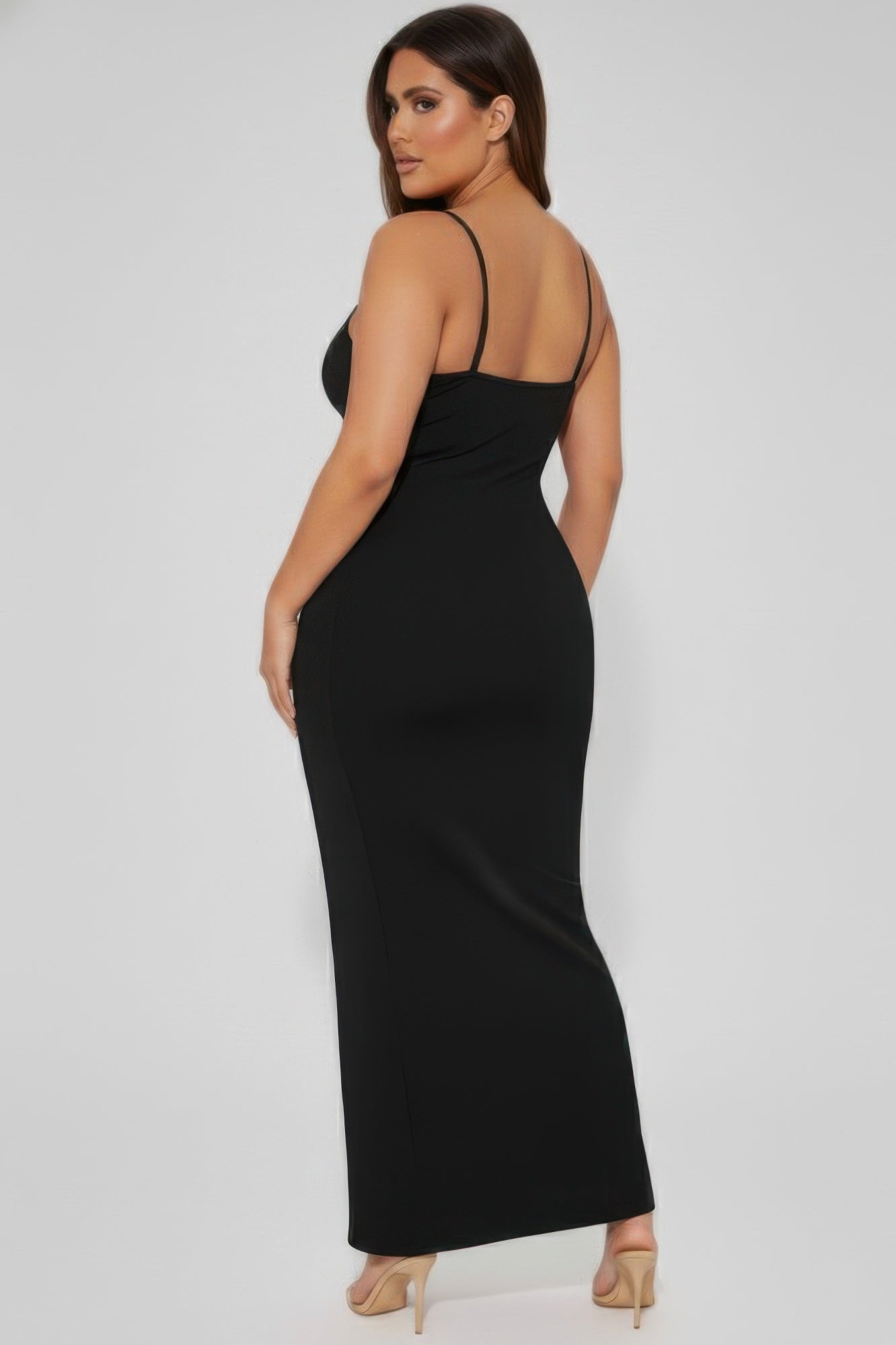 Plus Size Ribbed Cami Maxi Dress | Spaghetti Strap Bodycon Column