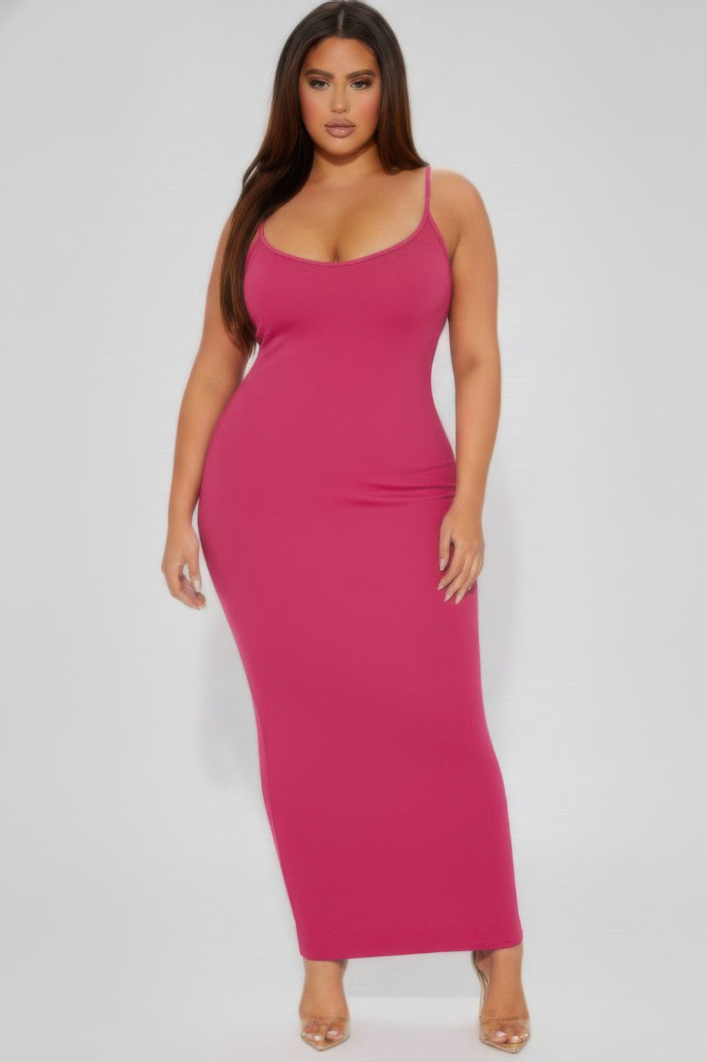 Plus Size Ribbed Cami Maxi Dress | Spaghetti Strap Bodycon Column