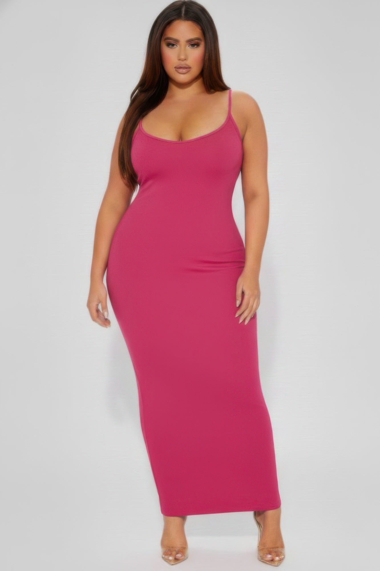 Plus Size Ribbed Cami Maxi Dress | Spaghetti Strap Bodycon Column