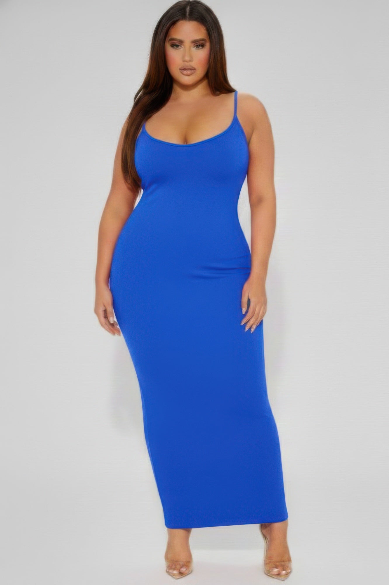 Plus Size Ribbed Cami Maxi Dress | Spaghetti Strap Bodycon Column