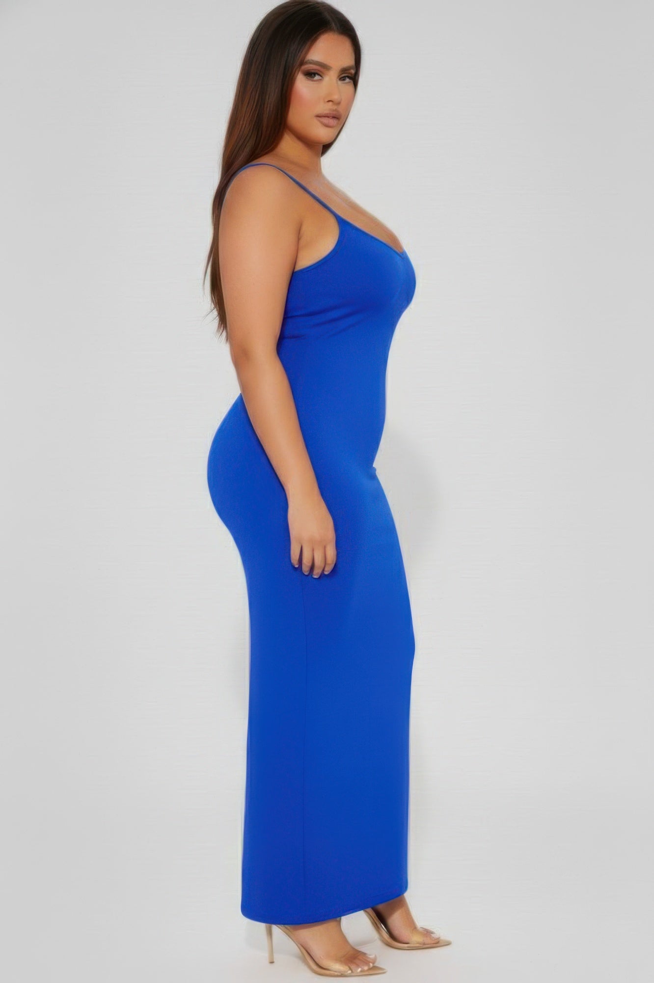 Plus Size Ribbed Cami Maxi Dress | Spaghetti Strap Bodycon Column