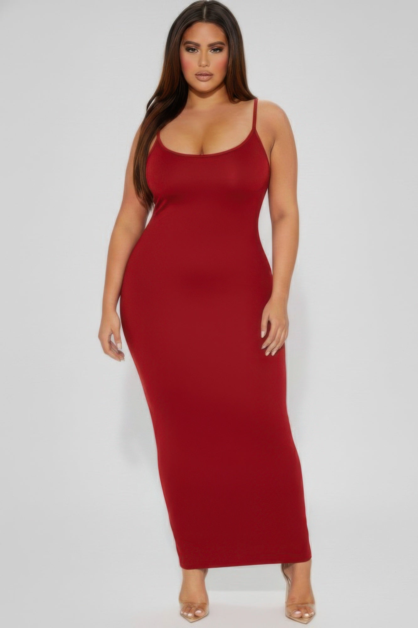 Plus Size Ribbed Cami Maxi Dress | Spaghetti Strap Bodycon Column