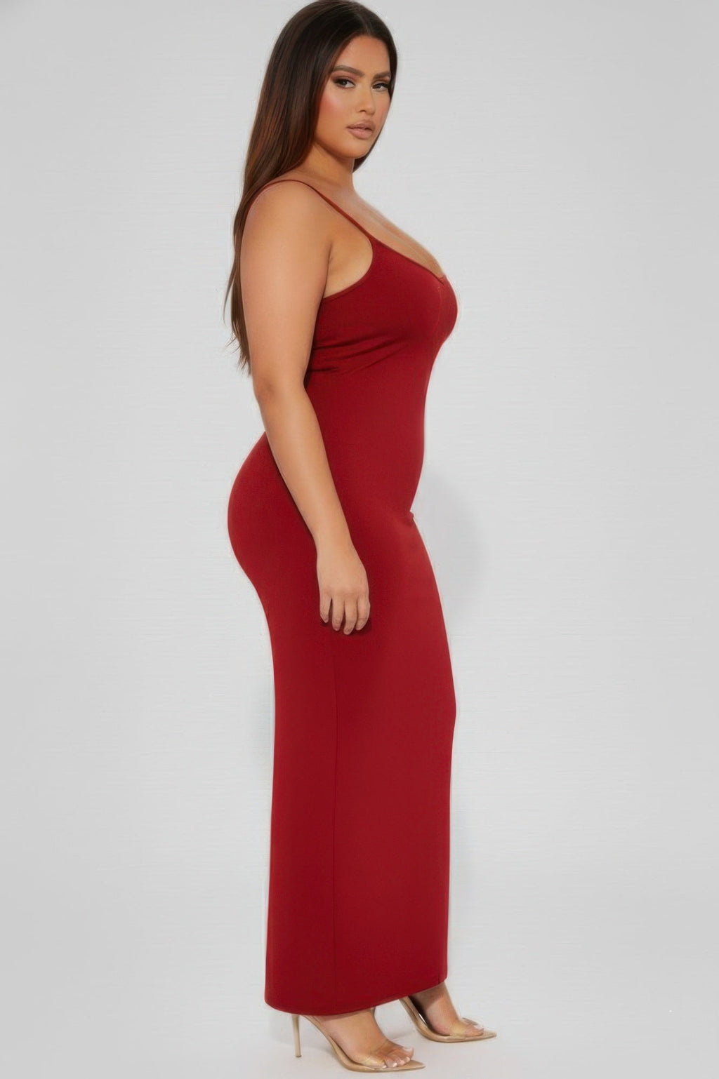 Plus Size Ribbed Cami Maxi Dress | Spaghetti Strap Bodycon Column