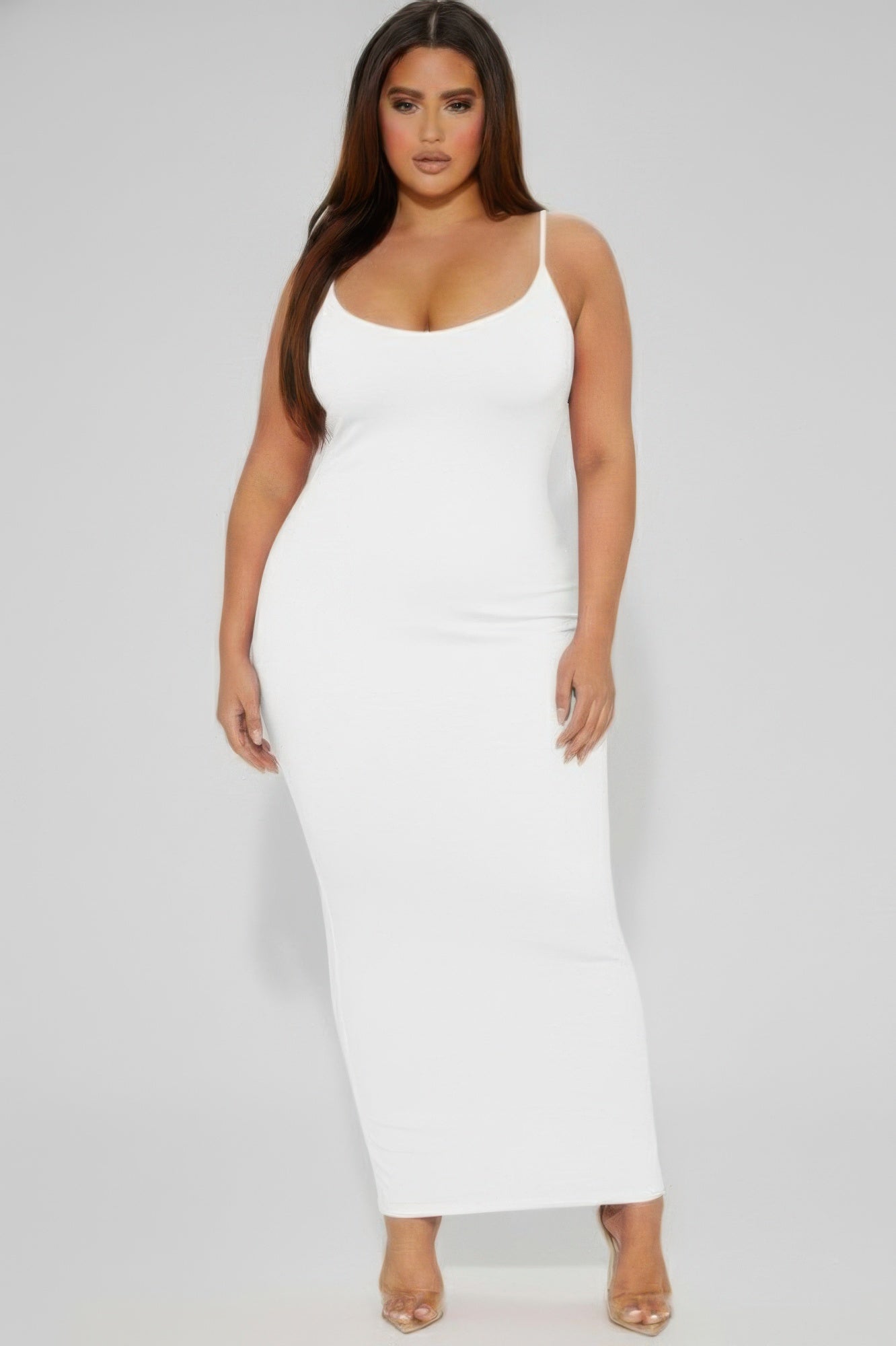 Plus Size Ribbed Cami Maxi Dress | Spaghetti Strap Bodycon Column