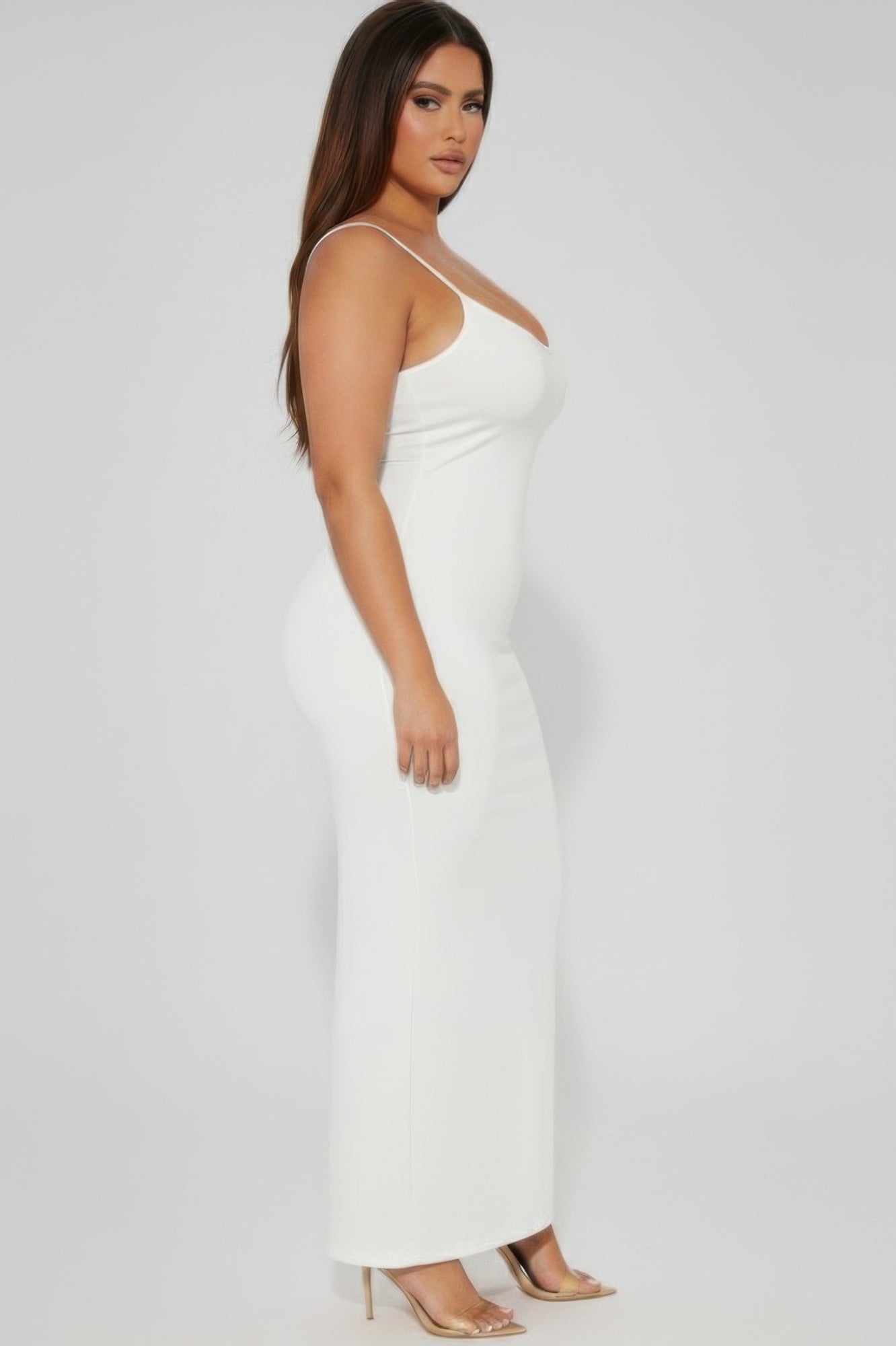 Plus Size Ribbed Cami Maxi Dress | Spaghetti Strap Bodycon Column