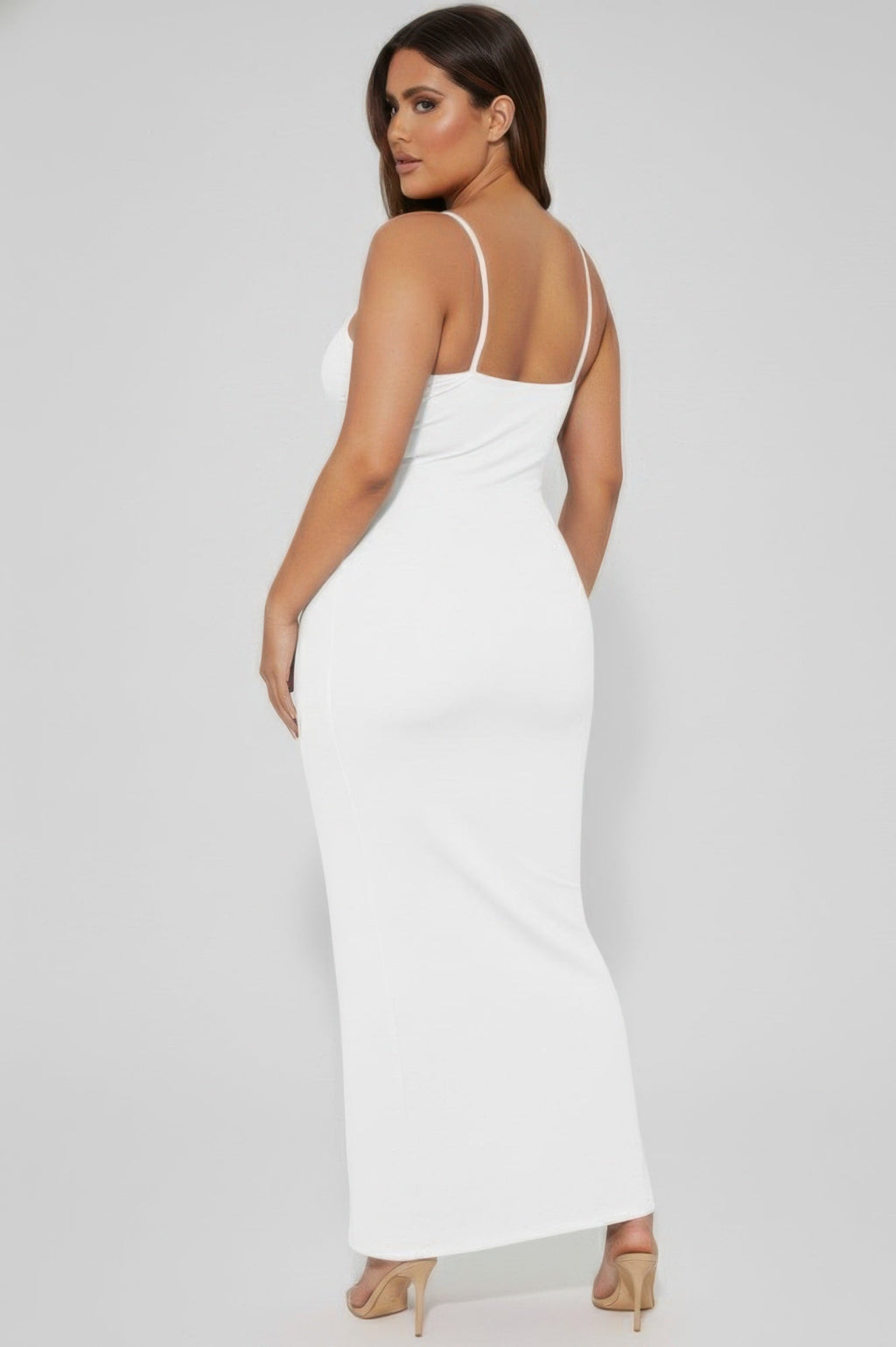 Plus Size Ribbed Cami Maxi Dress | Spaghetti Strap Bodycon Column