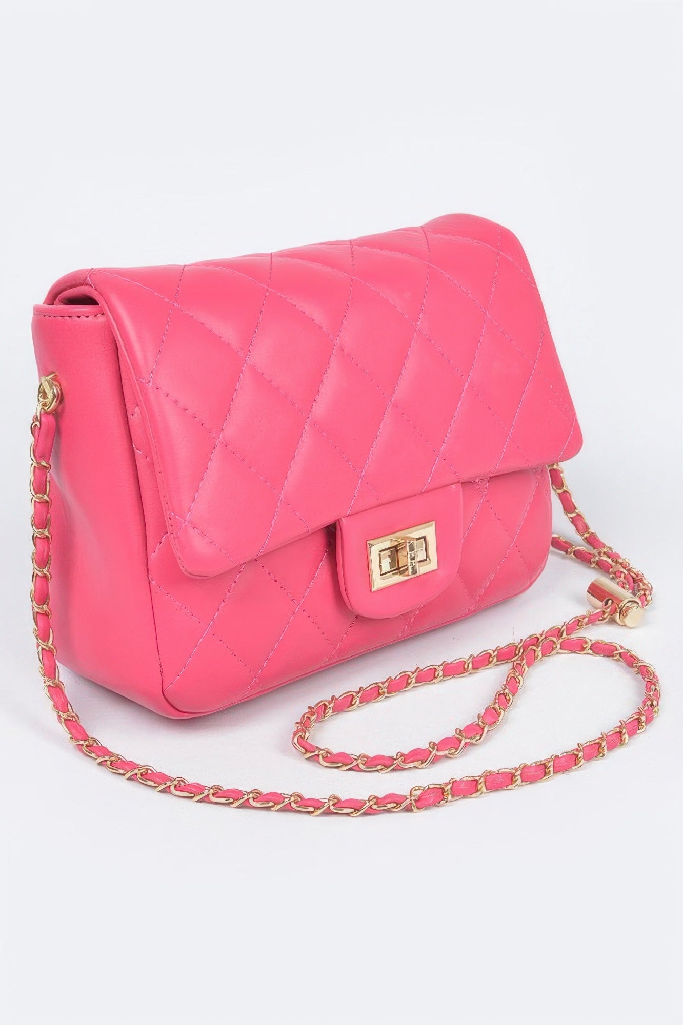 Quilted Faux Leather Flap Bag