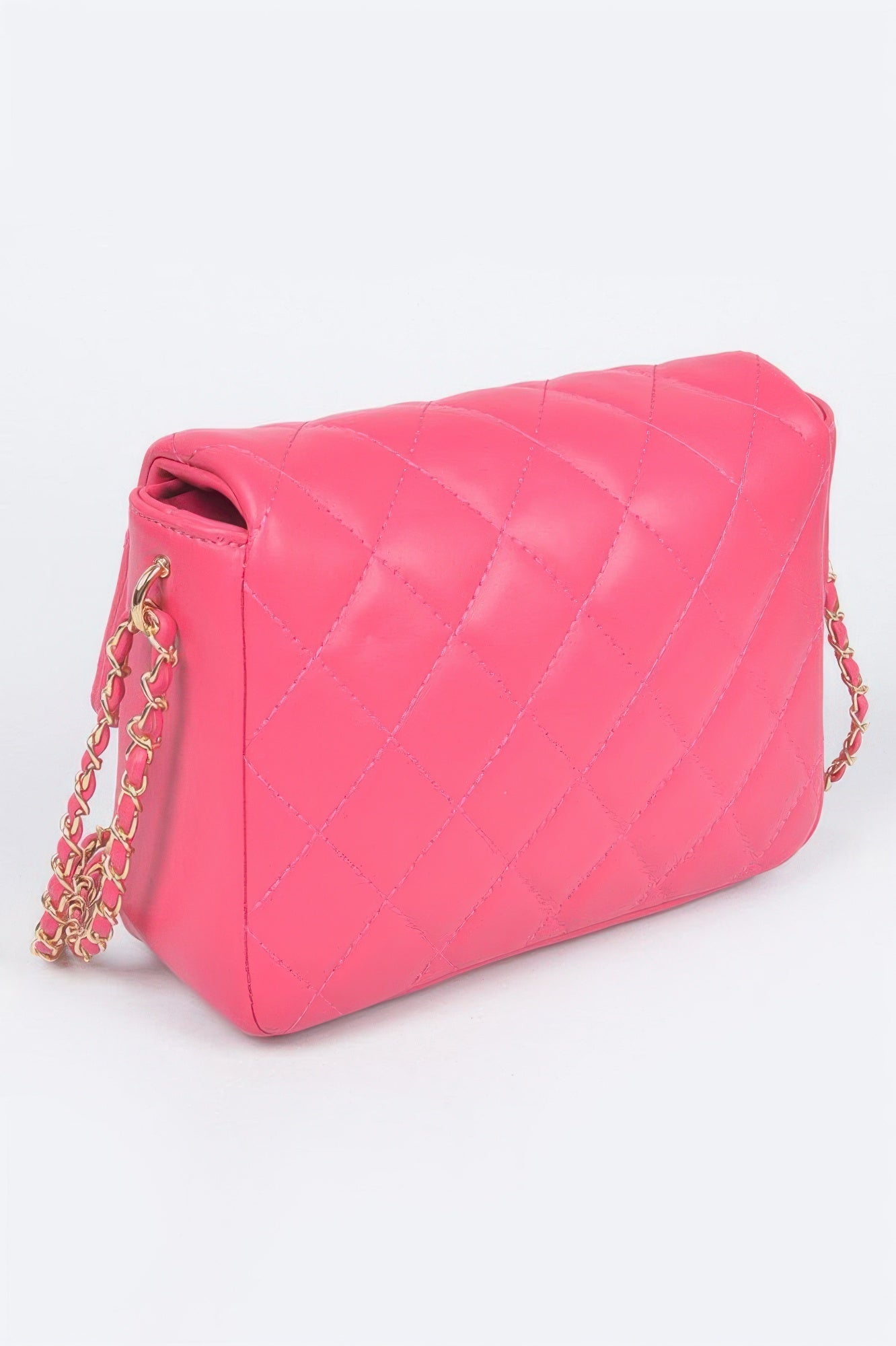Quilted Faux Leather Flap Bag