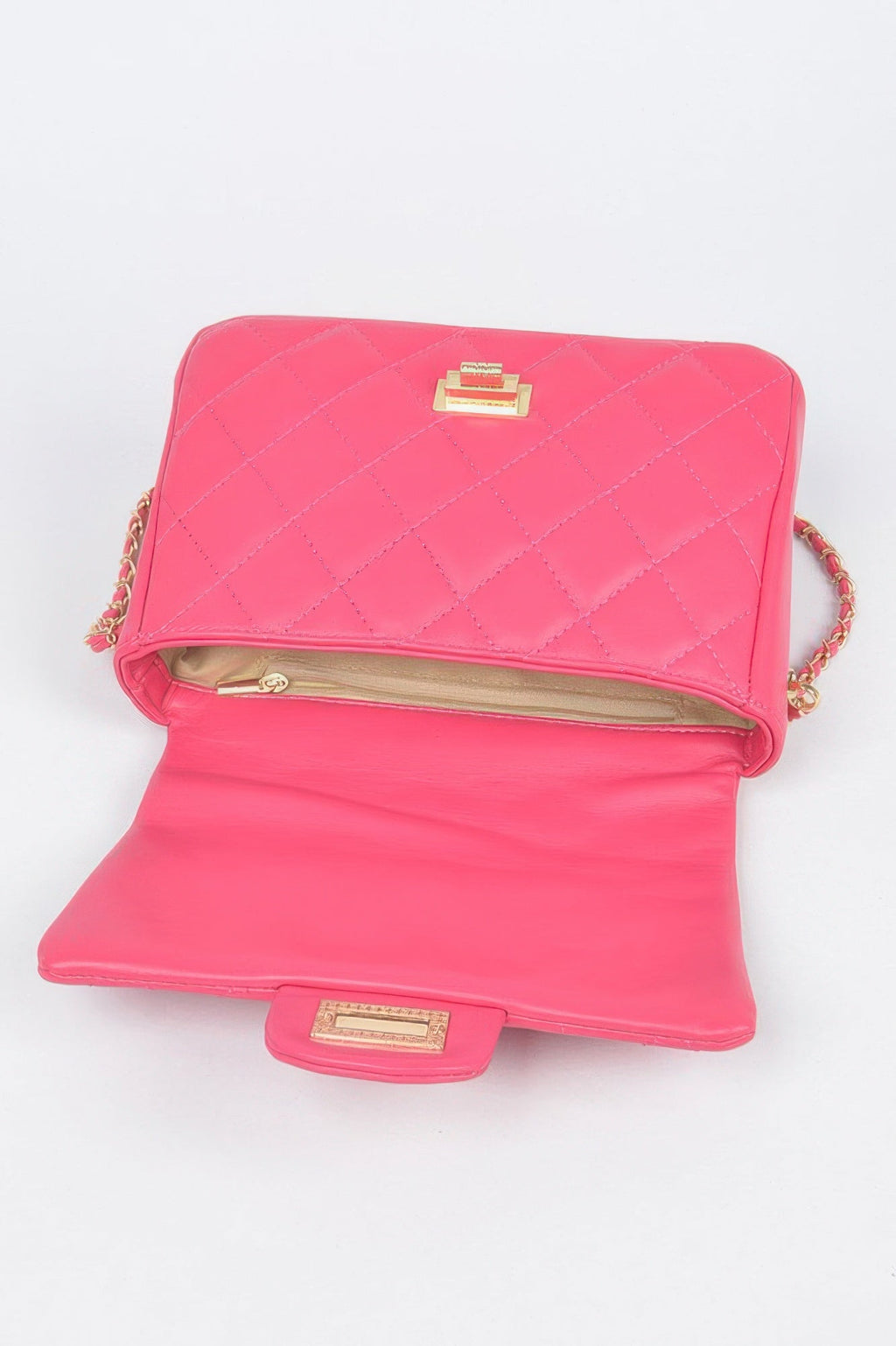 Quilted Faux Leather Flap Bag
