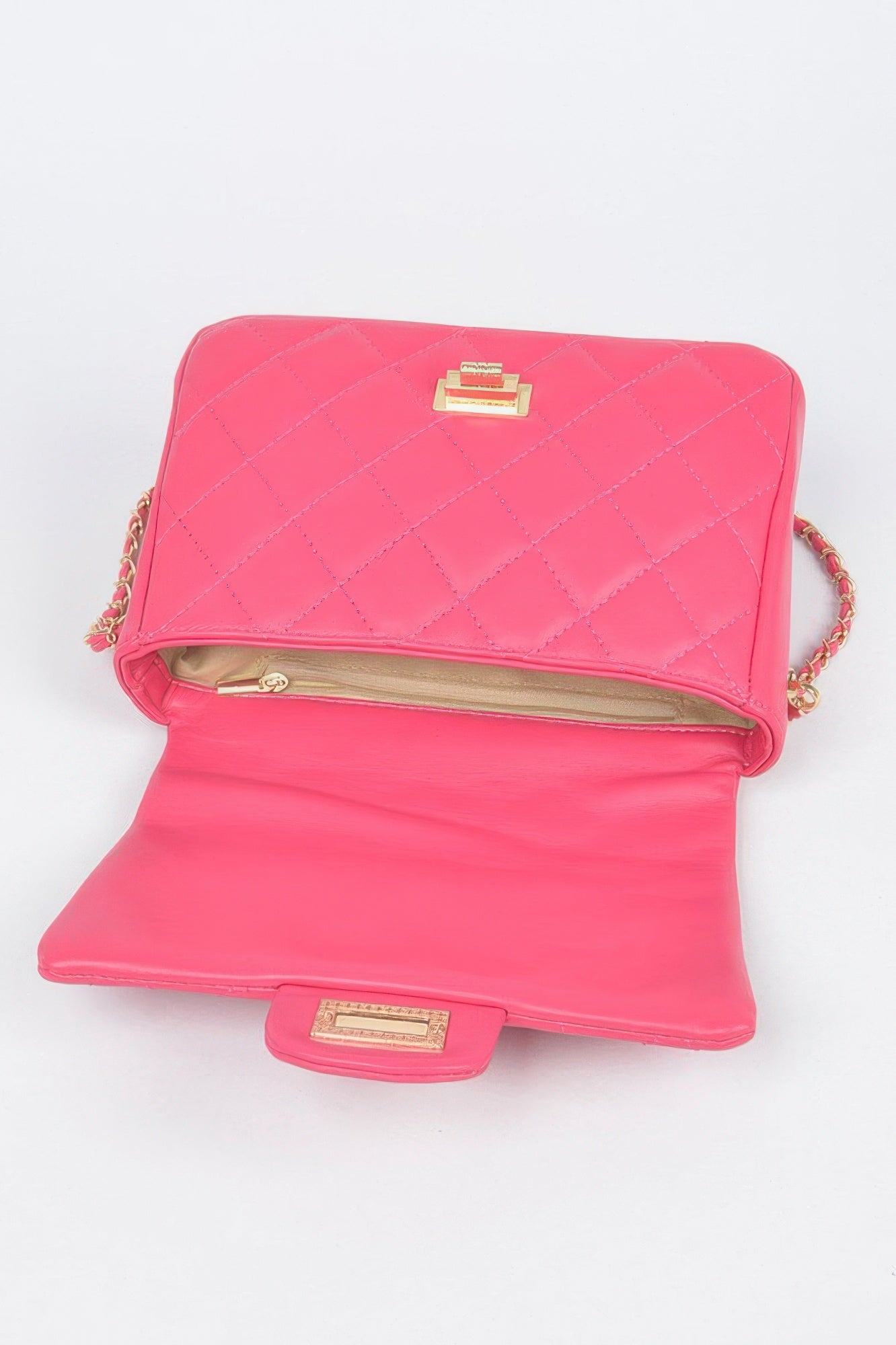 Quilted Faux Leather Flap Bag