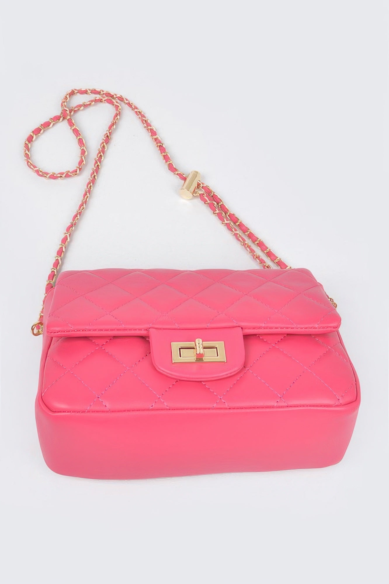 Quilted Faux Leather Flap Bag