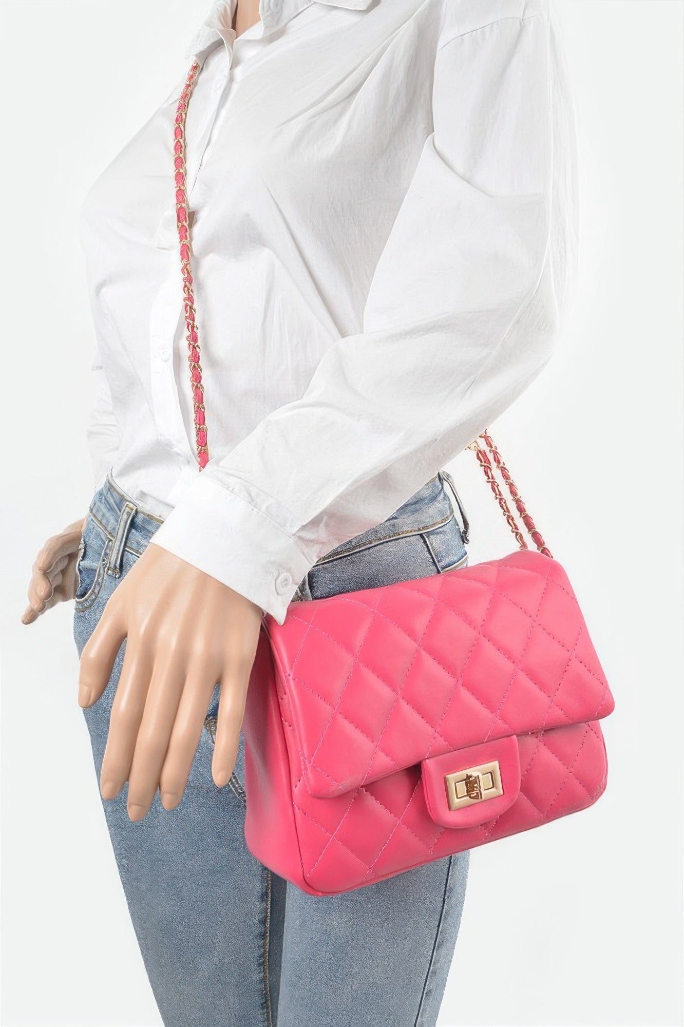Quilted Faux Leather Flap Bag