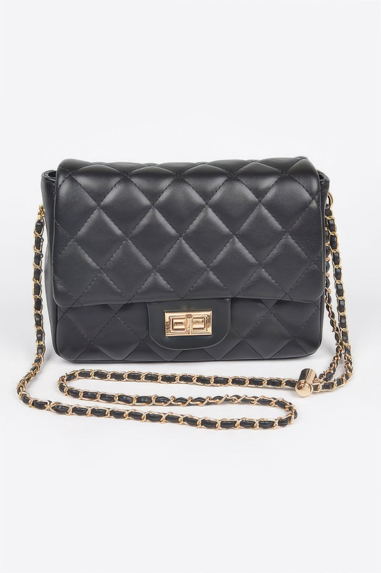 Quilted Faux Leather Flap Bag