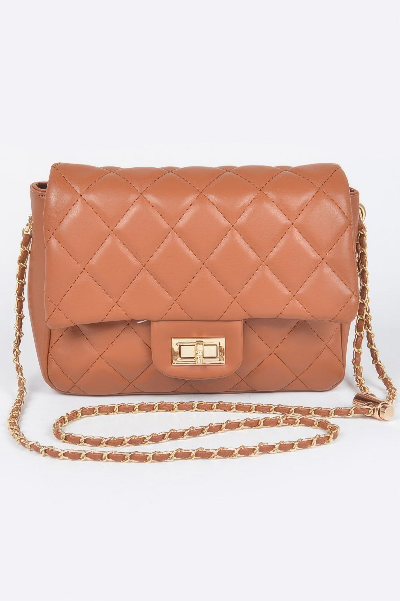 Quilted Faux Leather Flap Bag
