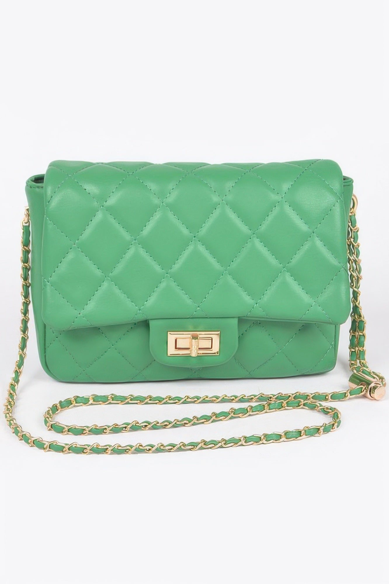 Quilted Faux Leather Flap Bag