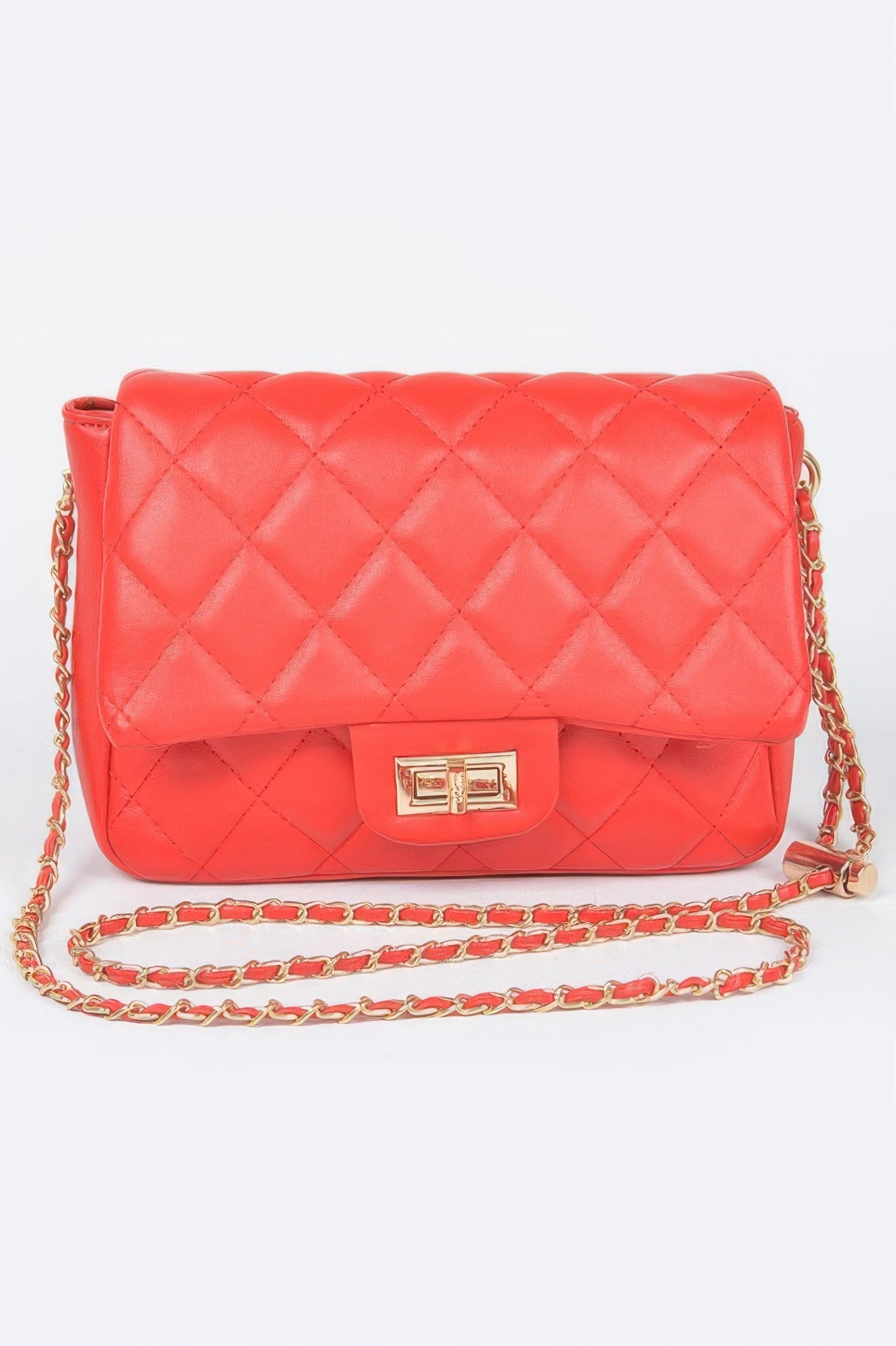 Quilted Faux Leather Flap Bag