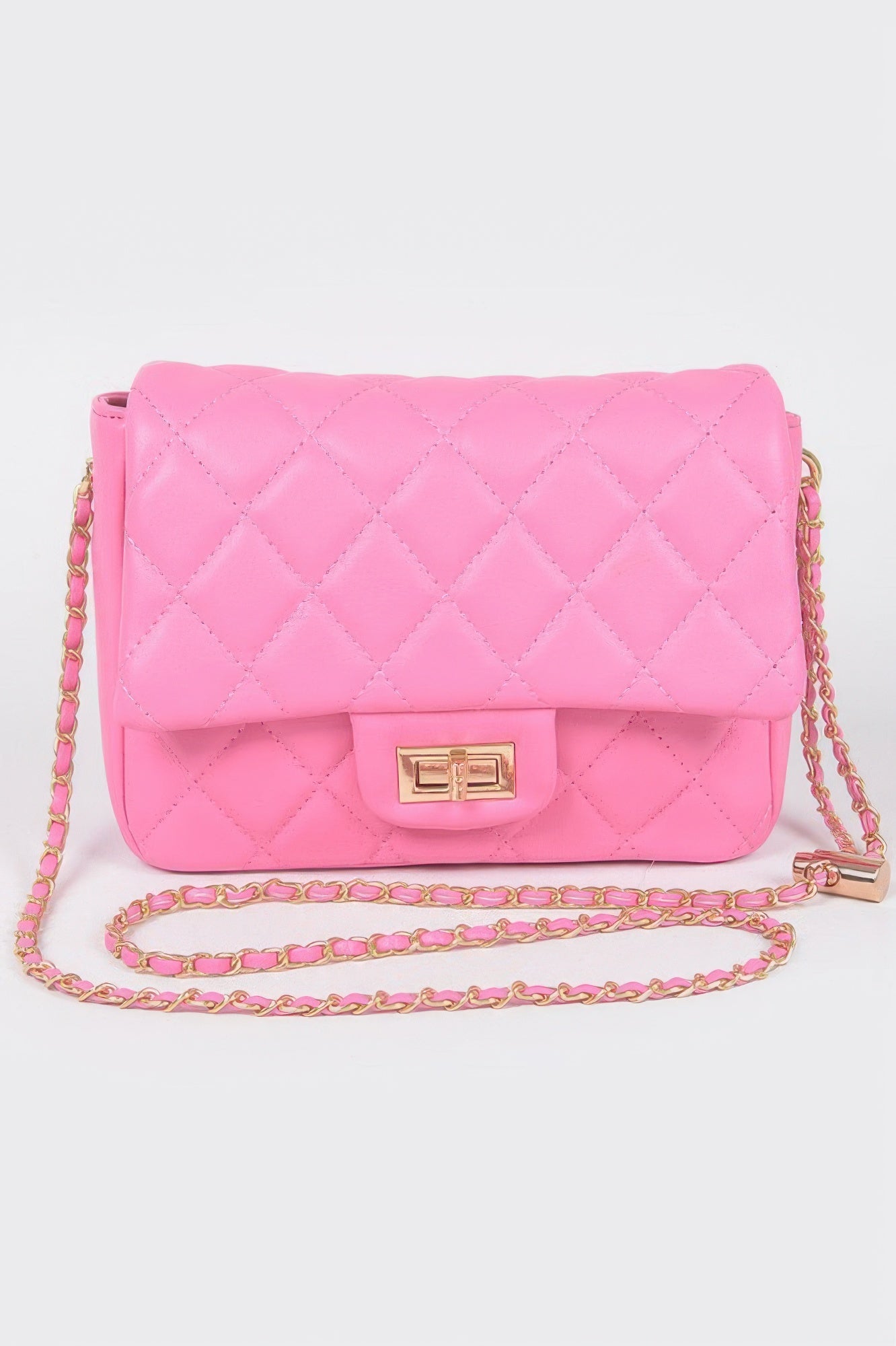 Quilted Faux Leather Flap Bag