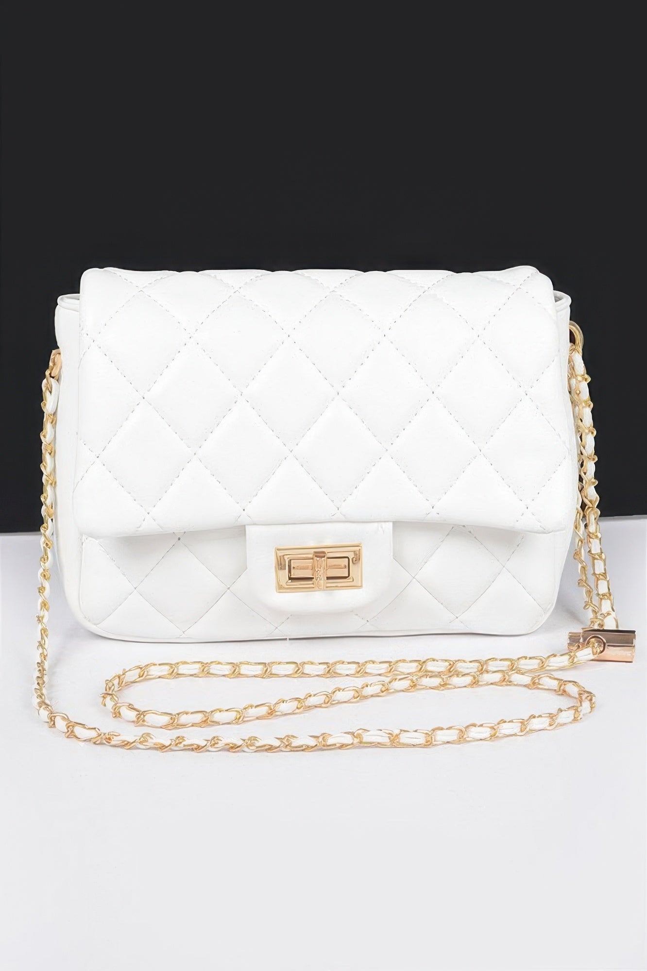 Quilted Faux Leather Flap Bag