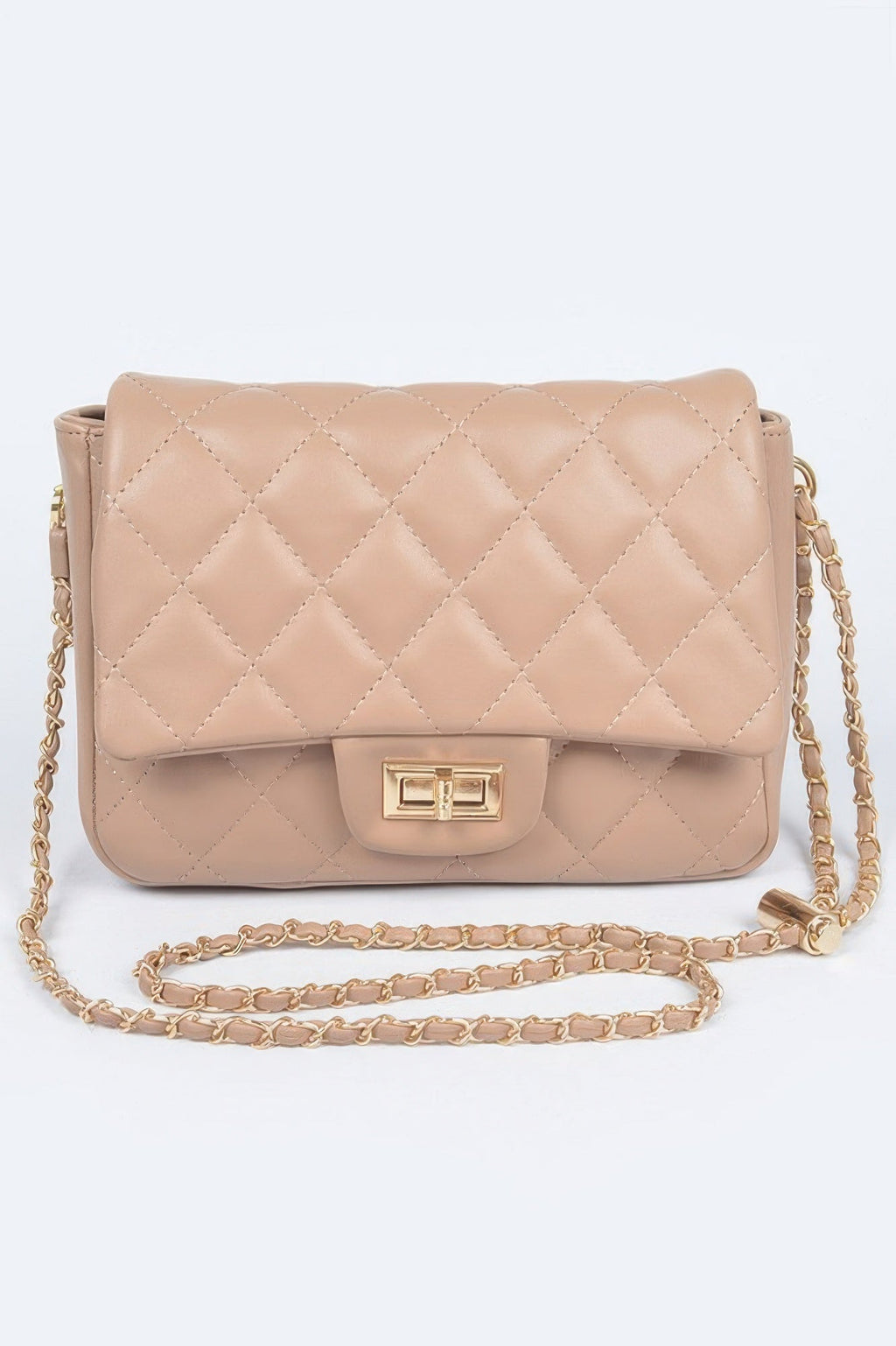Quilted Faux Leather Flap Bag