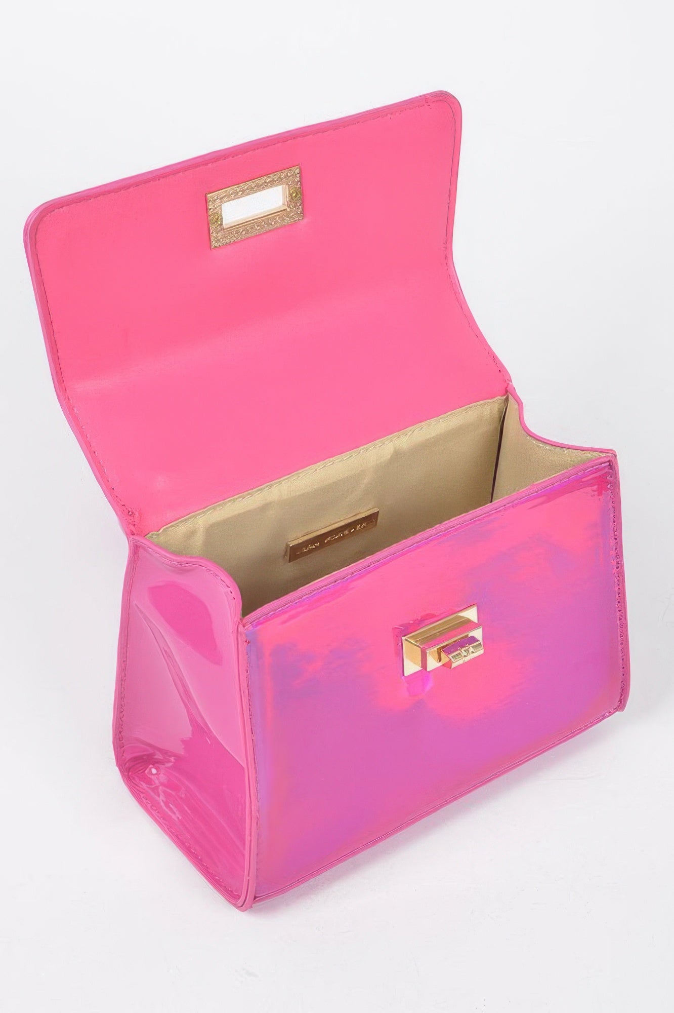 Holographic Iridescent Flap Crossbody Bag | Gold Chain Strap