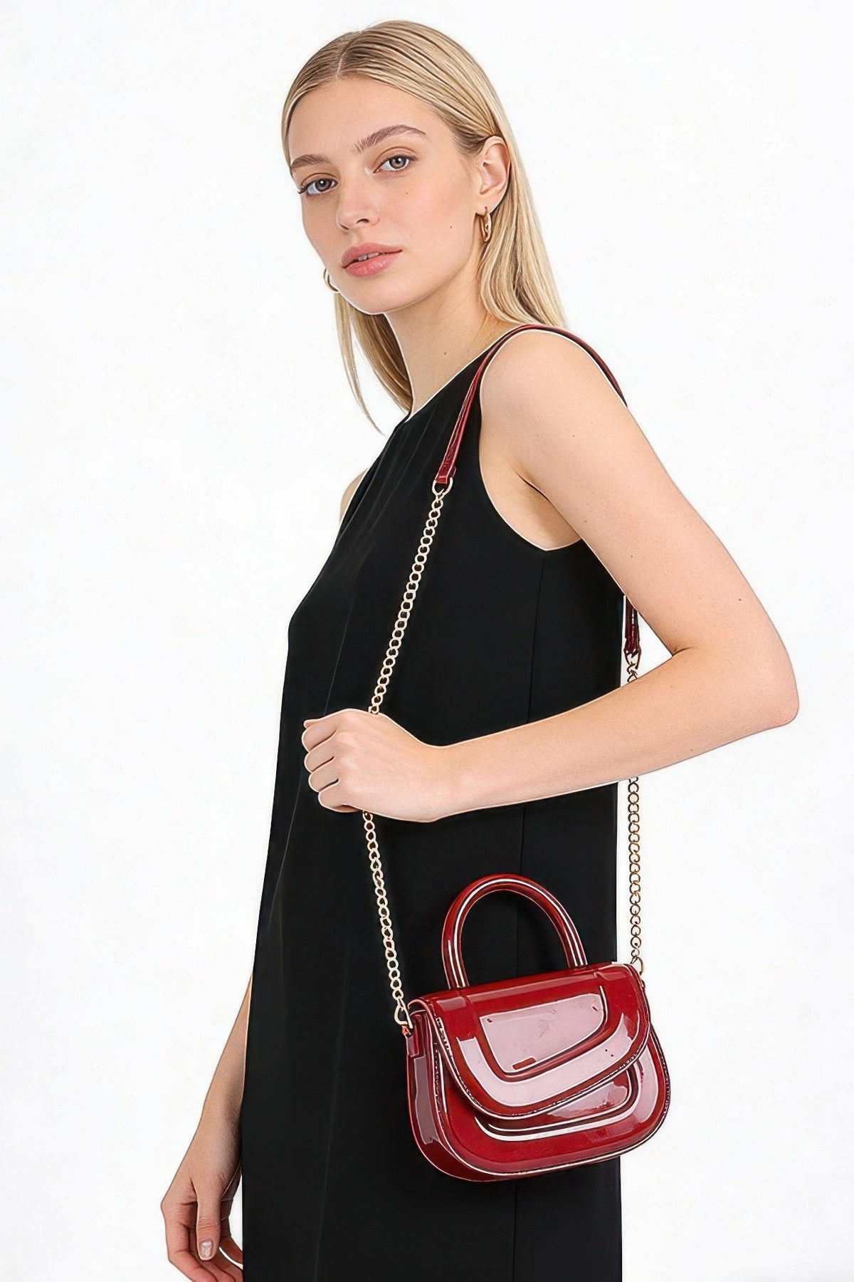 The Glossy Patent Top Handle Bag