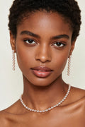 CZ Tennis Necklace & Drop Earring Set | Round Crystal Gold & Silver