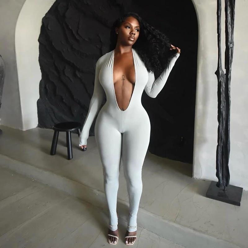Spotlight Plunge Long Sleeve Jumpsuit