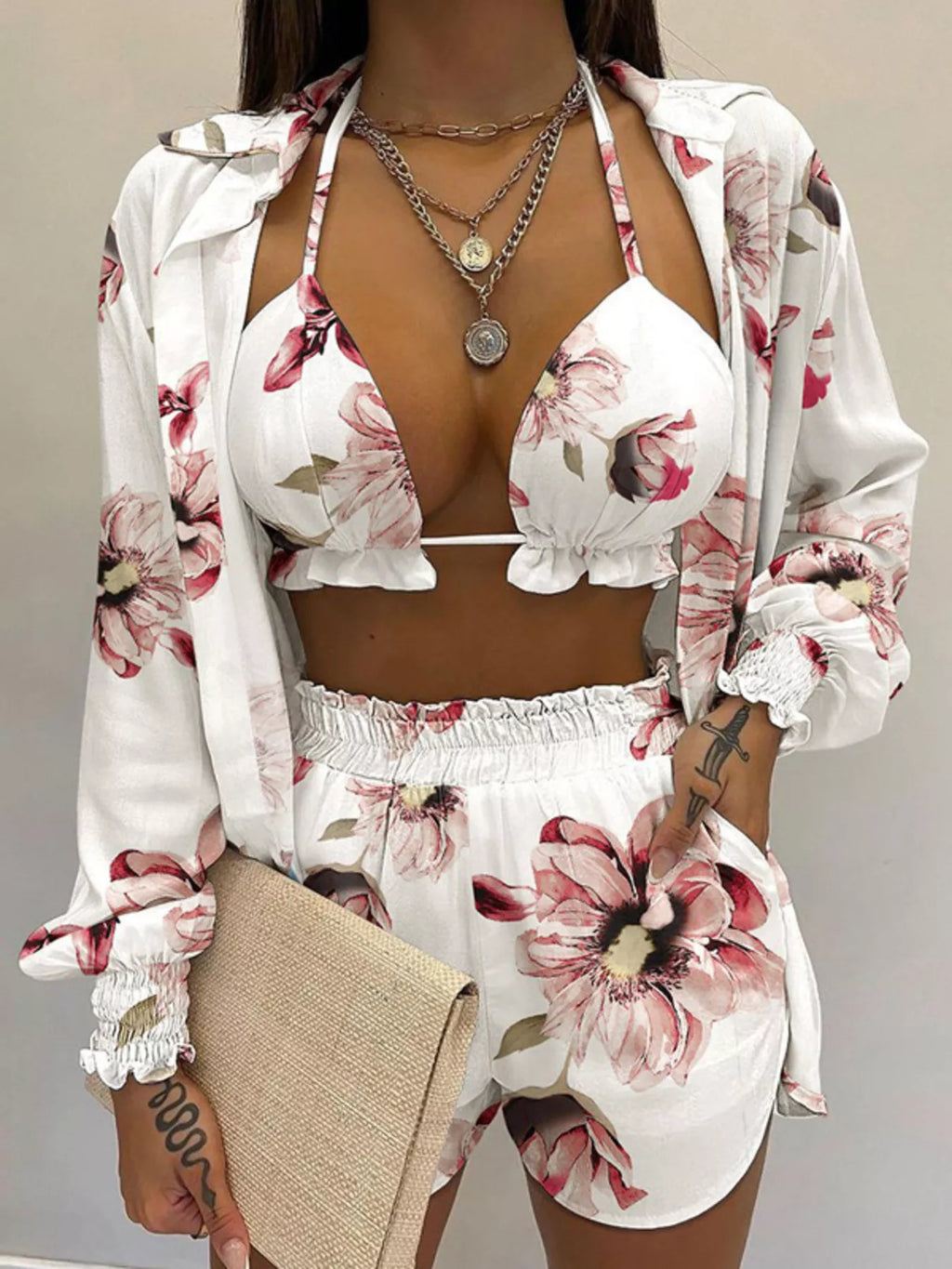 The Bloom Escape Three-Piece Shorts Set