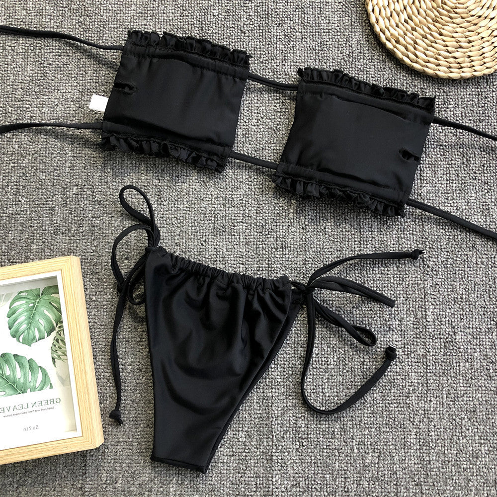 The Frill Trim Ruched Bikini Set