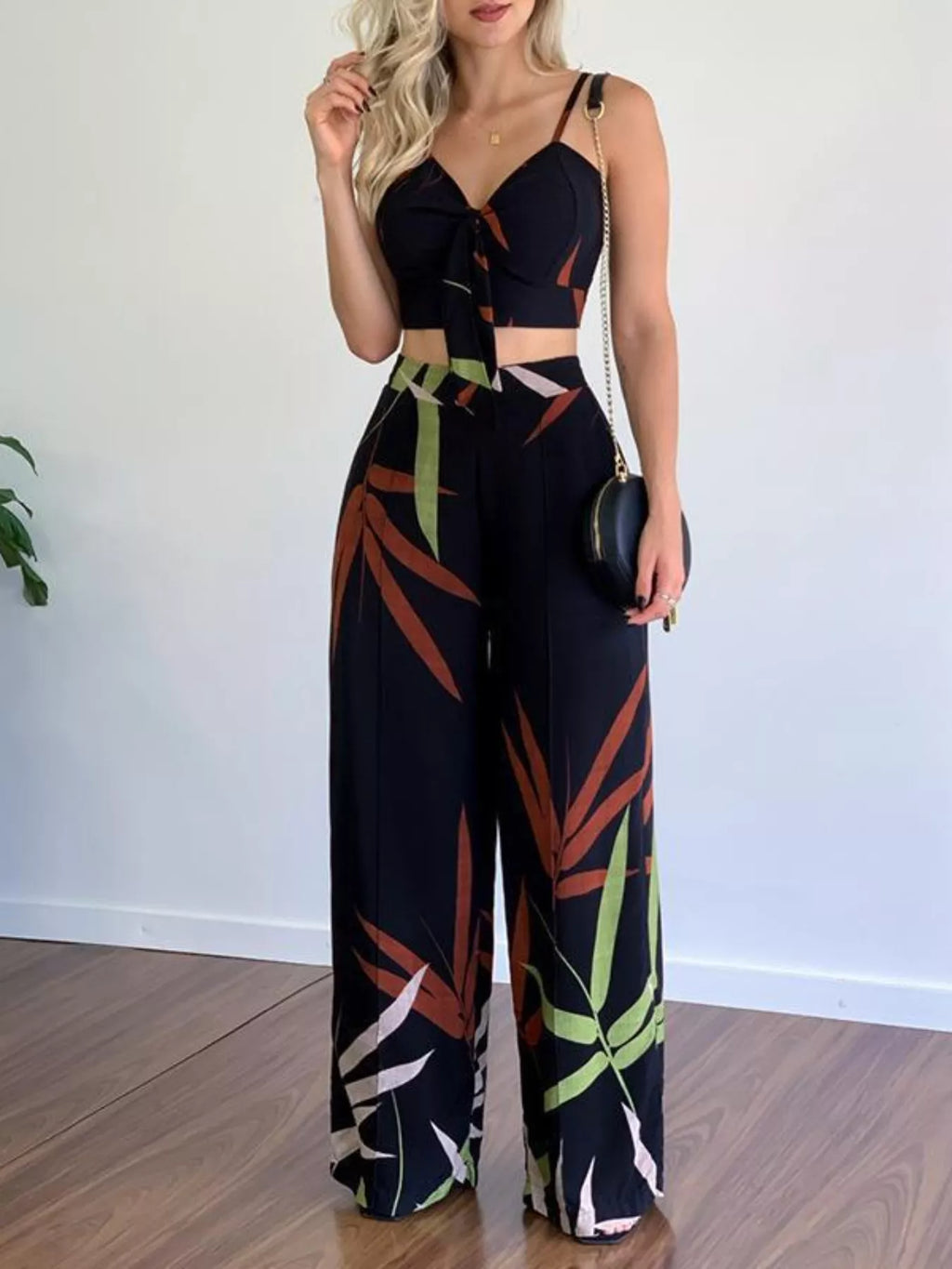 The Tropical Agenda Wide-Leg Pants Set