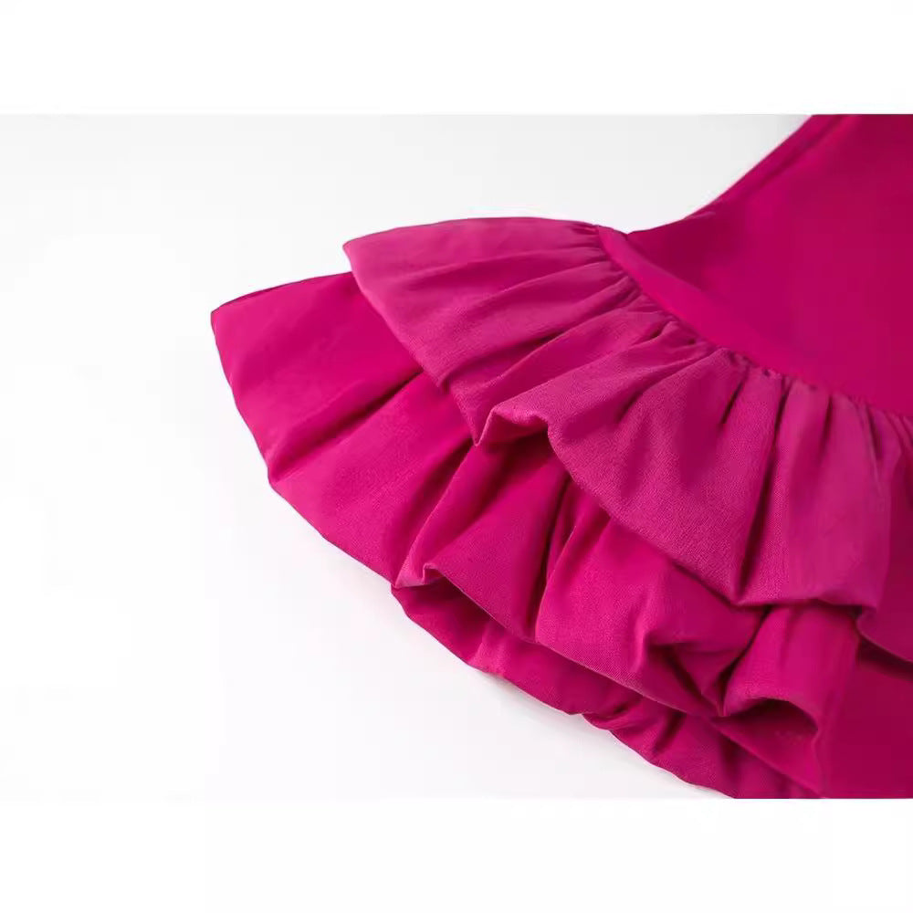 The Rosé Social Strapless Ruffle Mini Dress