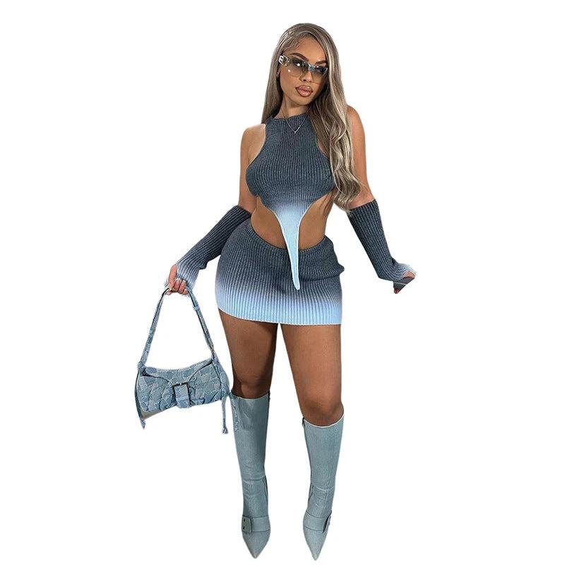 The Blue Hour Gradient Knit Skirt Set