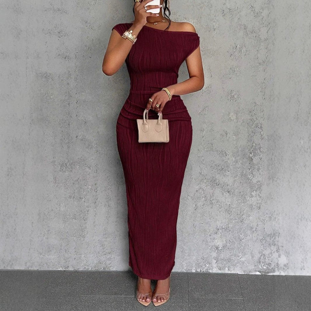 The Ripple Poise Asymmetric Neck Dress