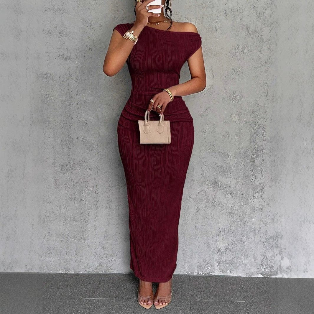 The Ripple Poise Asymmetric Neck Dress