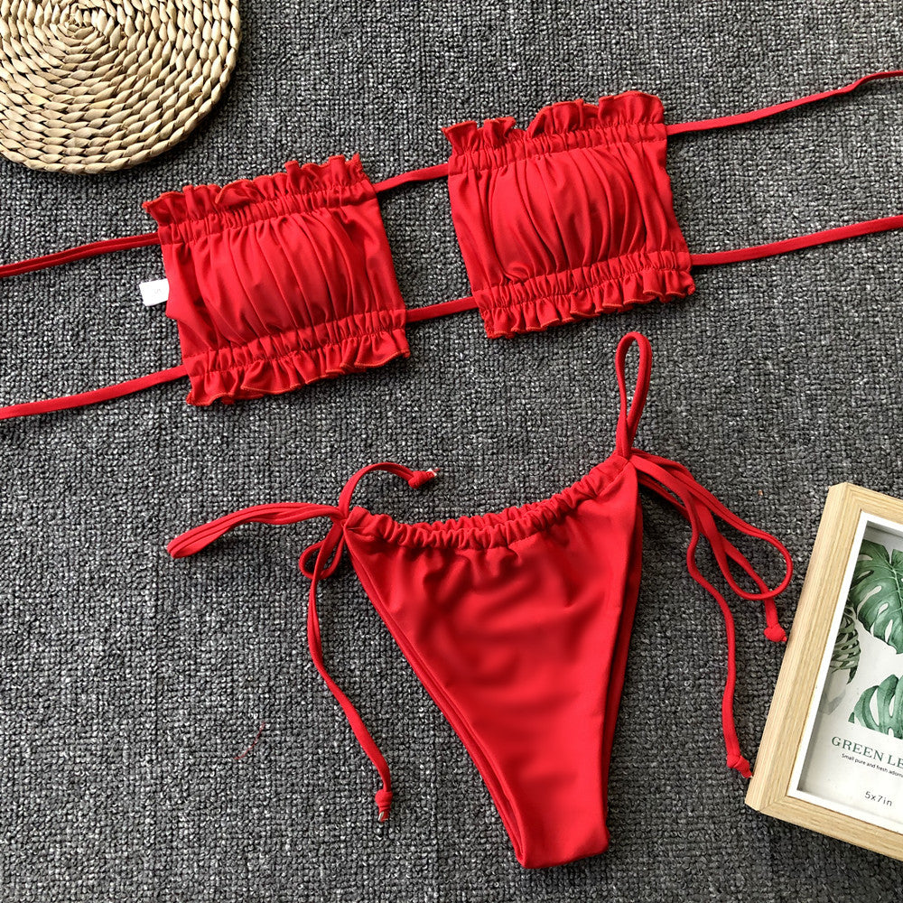 The Frill Trim Ruched Bikini Set