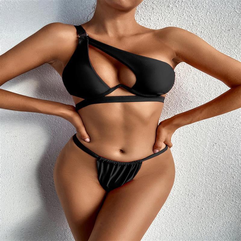 Afterglow One-Shoulder Cutout Bikini Set