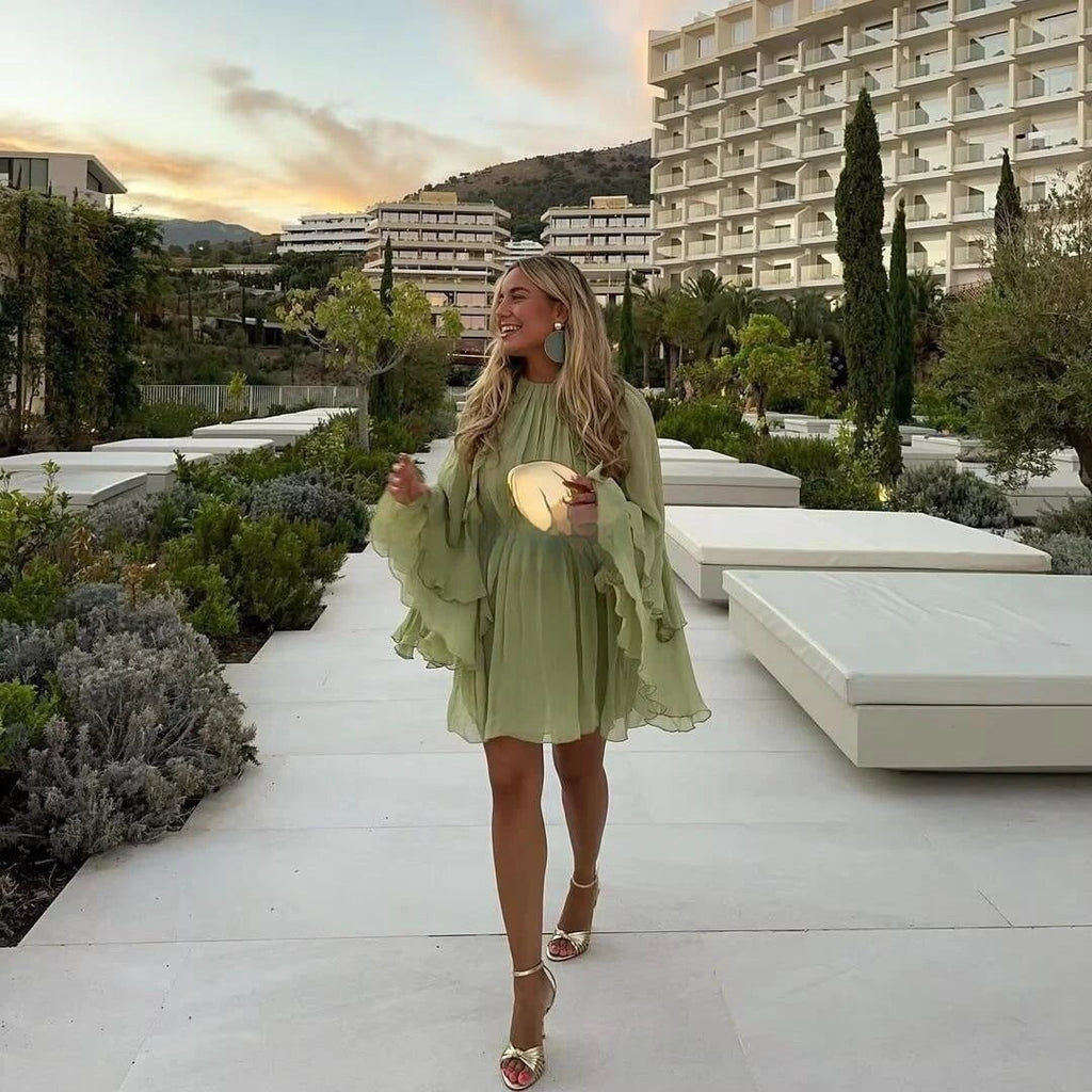 The Garden Reverie Ruffled Chiffon Dress
