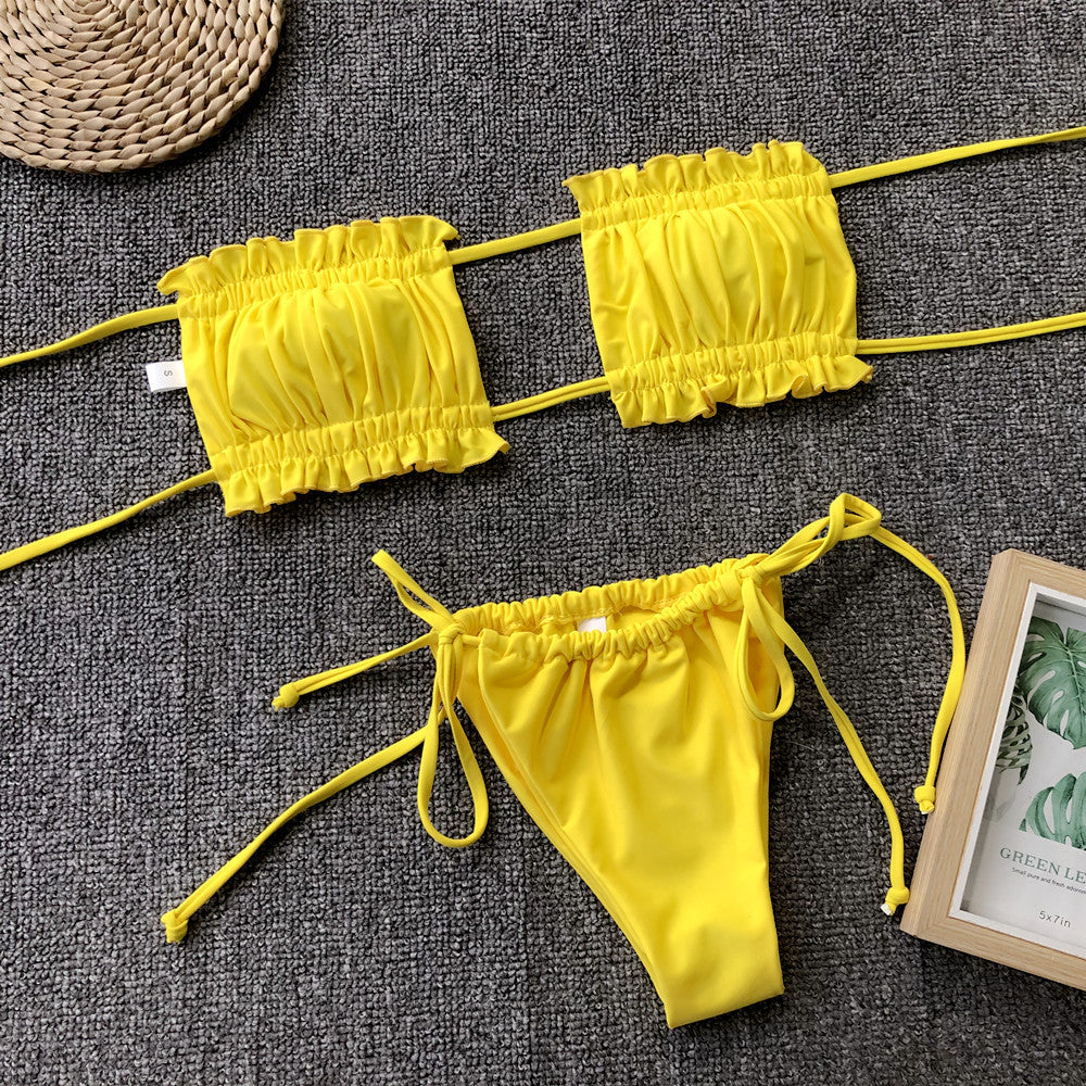 The Frill Trim Ruched Bikini Set