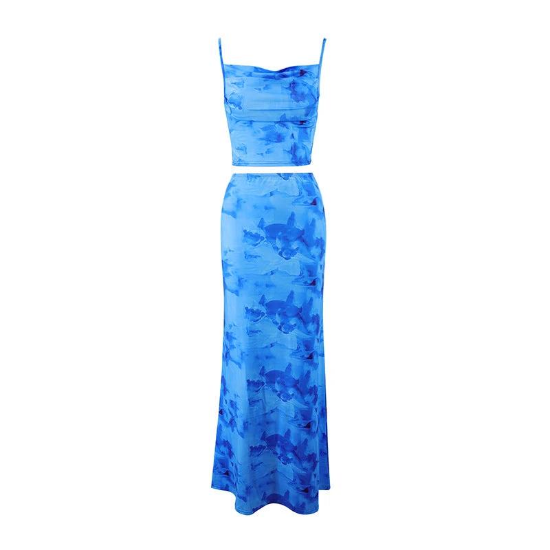 The Watercolor Affair Crop Top & Maxi Skirt Set