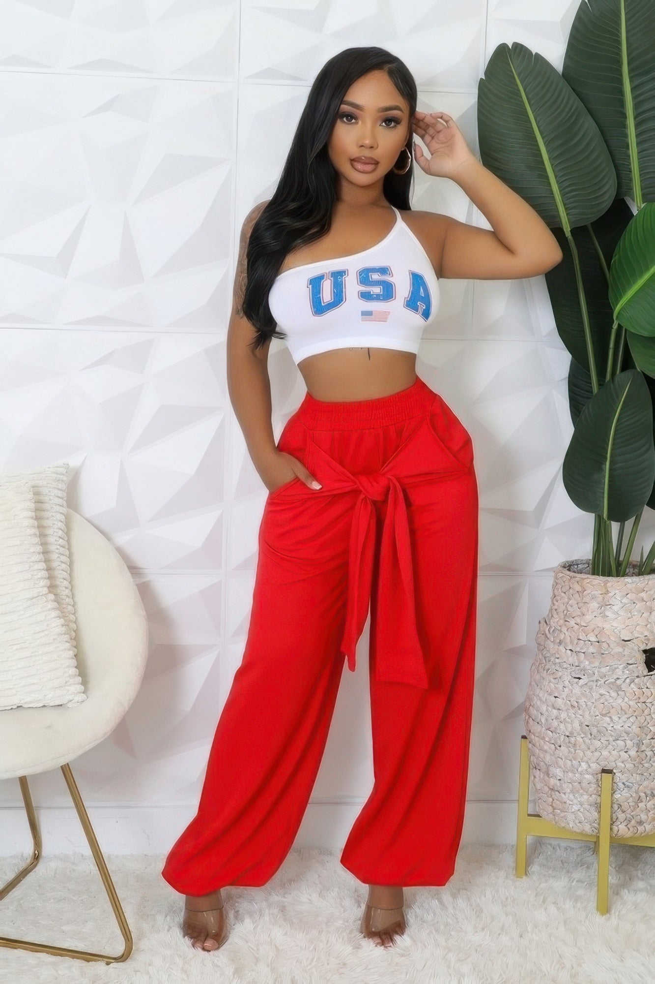 High-Waist Wide Leg Paperbag Pants | Self-Tie Bow Sash