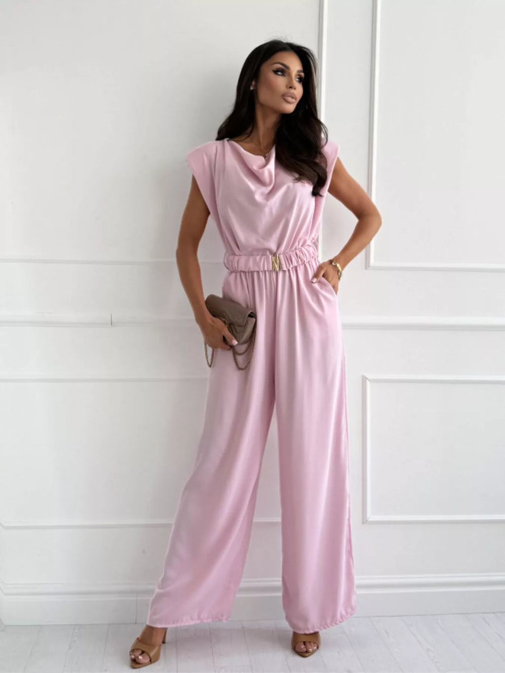 The Social Hour Belted Cowl-Neck Jumpsuit