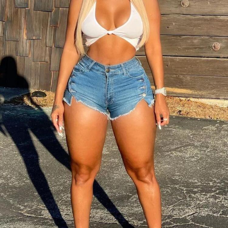 The Weekend Muse Frayed Denim Shorts