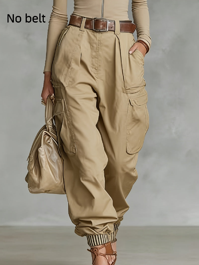 High Waist Multi-Pocket Cargo Pants | Women's Tapered Work Trousers