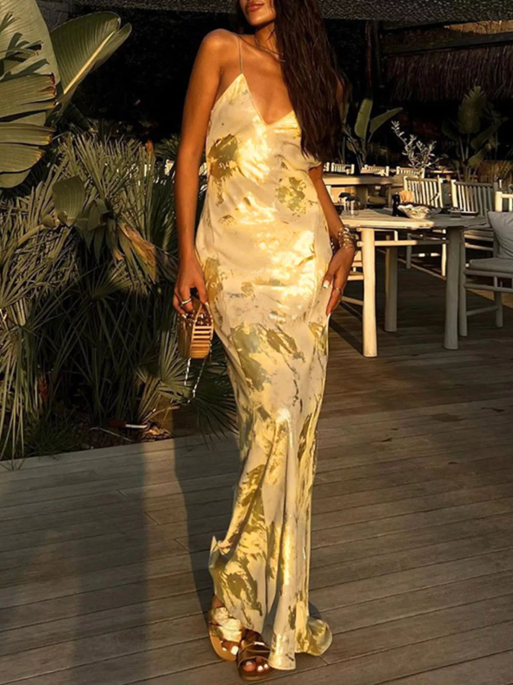 The Gilded Hour Backless Maxi Dress