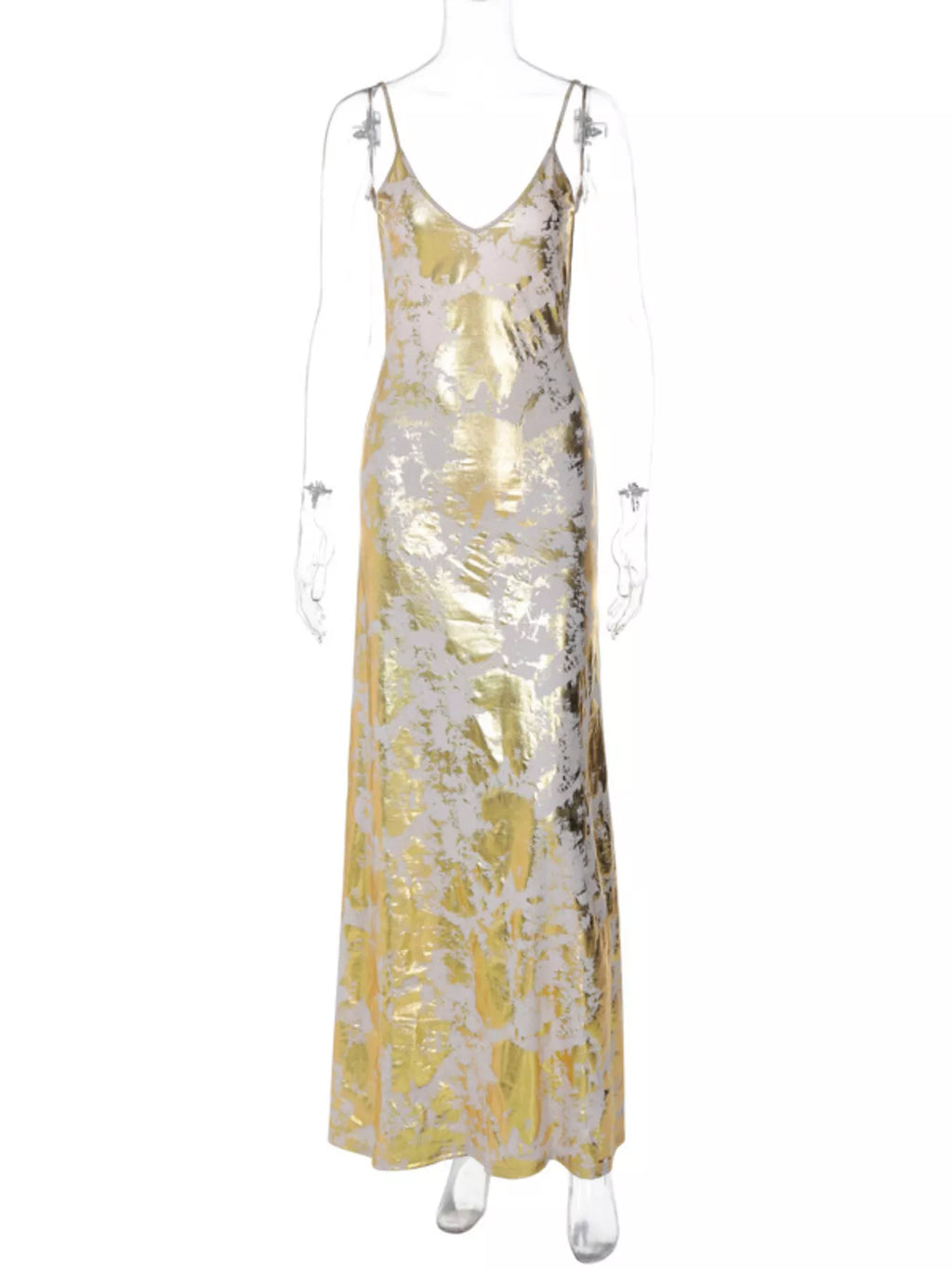 The Gilded Hour Backless Maxi Dress